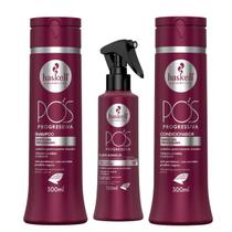 Kit Pós Progressiva Haskell Shampoo e Condicionador 300ml + Fluido Alinhador Protetor Térmico e Solar