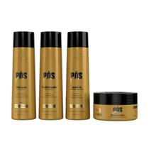 Kit pós química 300ml (shampoo, condicionador, mascara e leave in) - hbeauty 4 passos