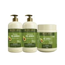 Kit Pós Química Abacate E Jojoba Bio Extratus Shampoo, Condicionador 1L e Banho de Creme 500g