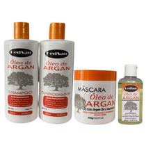 Kit Pós Química Óleo de Argan - RedSan Cosméticos - Shampoo/Condicionador/Máscara/Oléo de Argan