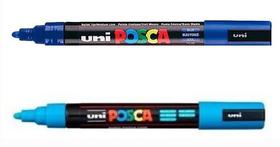 KIT Posca PC-5M Azul Claro e Azul Escuro