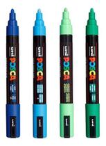 KIT POSCA PC-5M Tons Azul, Azul Claro, Verde, Verde Claro