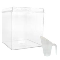 Kit Pote Acrílico Quadrado com Tampa 7,4lts + Concha 600ml