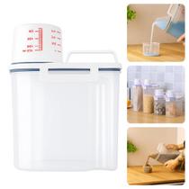 Kit Pote Armazenamento Copo Medidor Hermético Ração Cereais Amaciante Sabão Grãos Transparente