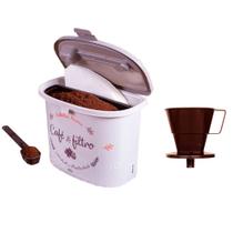 Kit Pote café porta filtro 103 colher medidora coador com base bico direcionador garrafa térmica