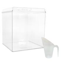 Kit Pote Cereais Quadrado com Tampa 7,4lts + Concha 600ml