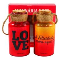 Kit Pote Com 2 Luminarias Felicidade Love