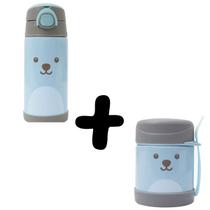 Kit Pote com Colher e Garrafa Térmica para Viagem Escola Passeios Gumy Buba