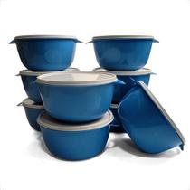 Kit Pote Cozinha Bowl 1L 20 Potes Redondos Boll Tampa Branca