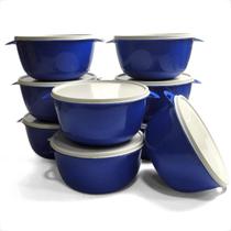 Kit Pote Cozinha Bowl 1L 20 Potes Redondos Boll Tampa Branca