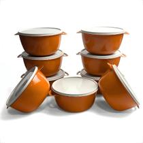 Kit Pote Cozinha Bowl 1L 20 Potes Redondos Boll Tampa Branca