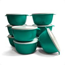Kit Pote Cozinha Bowl 1L 20 Potes Redondos Boll Tampa Branca