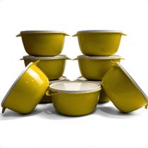 Kit Pote Cozinha Bowl 1L Potes Redondos Boll Tampa Branca 5 Unidades