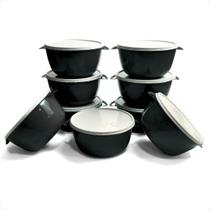 Kit Pote Cozinha Bowl 1L Potes Redondos Boll Tampa Branca 5 Unidades