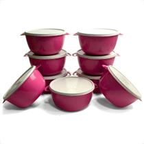 Kit Pote Cozinha Bowl 1L Potes Redondos Boll Tampa Branca 5 Unidades
