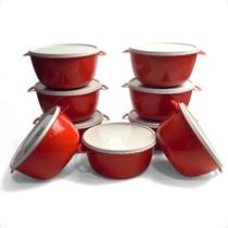 Kit Pote Cozinha Bowl 1L Potes Redondos Boll Tampa Branca 5 Unidades