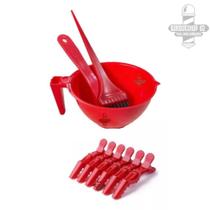 Kit Pote Cumbuca Pincel Espátula + 6 Presilhas Crocodilo