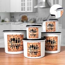 kit pote de mantimentos para cozinha 5 potes plastico preto x madeirado kit pote de mantimentos para cozinha 5 potes plastico preto x madeirado