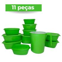 Kit Pote de Plástico e Jarra Vasilhas 11 Peças - casa bella