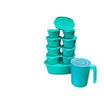Kit Pote de Plástico e Jarra Vasilhas 11 Peças, Organizadora Com Tampa Plastico e Tapoer Kit Pote de Plástico e Jarra Vasilhas 11 Peças, Organizadora Com Tampa Plastico e Tapoer