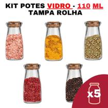Kit Pote de Temperos Condimentos De Vidro Tipo Leiteira Comprido Para Cozinha 110ml - Pote de Tempero - Frasco
