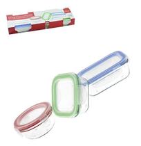 Kit Pote De Vidro Borossilicato Com Tampa Hermetica 3un Kit Pote De Vidro Borossilicato Com Tampa Hermetica 3un