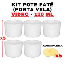 Kit Pote de Vidro Patê Branco Jateado C/Tampa 120ml - Patê - Whisky - Velas - Gourmet - Decoração- Degustação