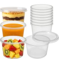 Kit Pote Descartável 250Ml Com Tampa Transparente 25 Un.