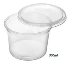 Kit Pote Descartável Redondo C/ Tampa 500ml - 75 Unids
