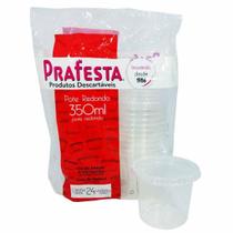 Kit Pote Descartável Redondo Prafesta C/ Tampa 350ml C/24 Unidades