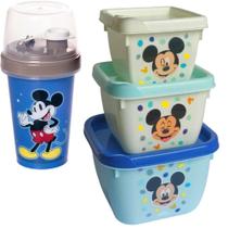 Kit Pote e Garrafa 320ml Mickey Lanche Escolar Infantil