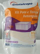 Kit pote e tampa retangular 500ml
