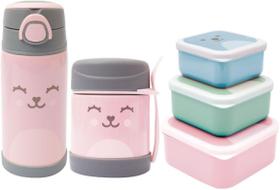 Kit pote + garrafa termica gumy rosa + 3 potes - buba