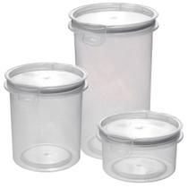 Kit pote hermético 1 x 560ml, 1 x 1,2L e 1 x 1,8L Trava Mais cinza Plasutil