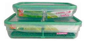 Kit Pote Hermético 1,6l + 730ml Freshy Divisória Empilhável Kit Pote Hermético 1,6l + 730ml Freshy Divisória Empilhável