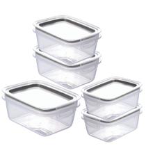 Kit pote hermético 2 x 360ml, 2 x 550ml e 1 x 910ml Trava Mais preto Plasutil