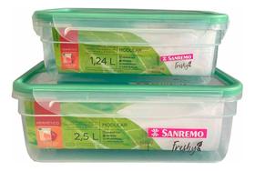 Kit Pote Hermético 2,5l + 1,24l Freshy Alimentos Micro-ondas Sanremo Kit Pote Hermético 2,5l + 1,24l Freshy Alimentos Micro-ondas Sanremo