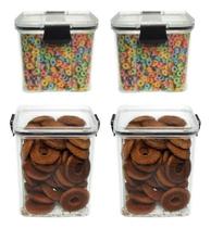 Kit Pote Hermético 710ml E 950ml Quadrado Empilhável Cor Transparente