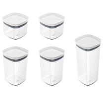 Kit Pote Hermético Block Branco 5 Peças - Ou
