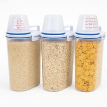 Kit Pote Hermético com Copo Medidor Bico Dosador Cozinha Lavanderia Multiuso Antiodor Vedação Dupla