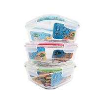 Kit Pote Hermético De Vidro Com Tampa Fitness Para Marmita