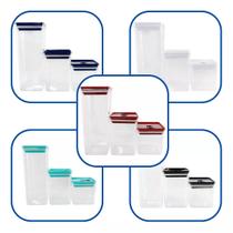 Kit Pote Hermético Organizador De Alimentos Dubai Cozinha 3 Peças Pequeno Médio Grande