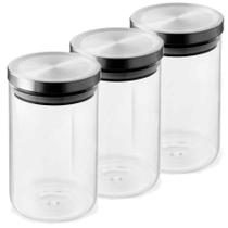 Kit Pote Hermético Redondo com Tampa Inox Mimo 1 Litro - 3 Peças Kit Pote Hermético Redondo com Tampa Inox Mimo 1 Litro - 3 Peças