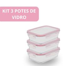 kit pote hermético rosa empilháveis perfeito na sua cozinha - Mdl import