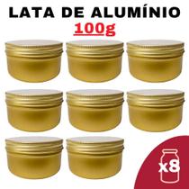 Kit Pote Lata Alumínio Multiuso Dourado Vela, Creme,