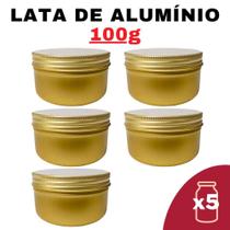 Kit Pote Lata Alumínio Multiuso Dourado Vela, Creme, - Senhora Madeira