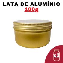 Kit Pote Lata Alumínio Multiuso Dourado Vela, Creme, - Senhora Madeira