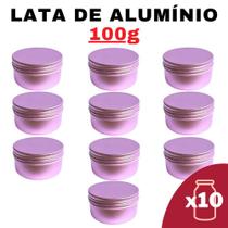 Kit Pote Lata Alumínio Multiuso Roxo Vela, Creme, Cosméticos - Senhora Madeira