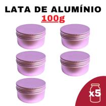 Kit Pote Lata Alumínio Multiuso Roxo Vela, Creme, Cosméticos