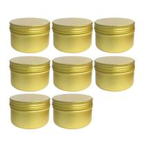 Kit Pote Lata de Alumínio Multiuso - Dourado - Vela, Creme, Cosméticos e Armazenamento Diverso (100g)